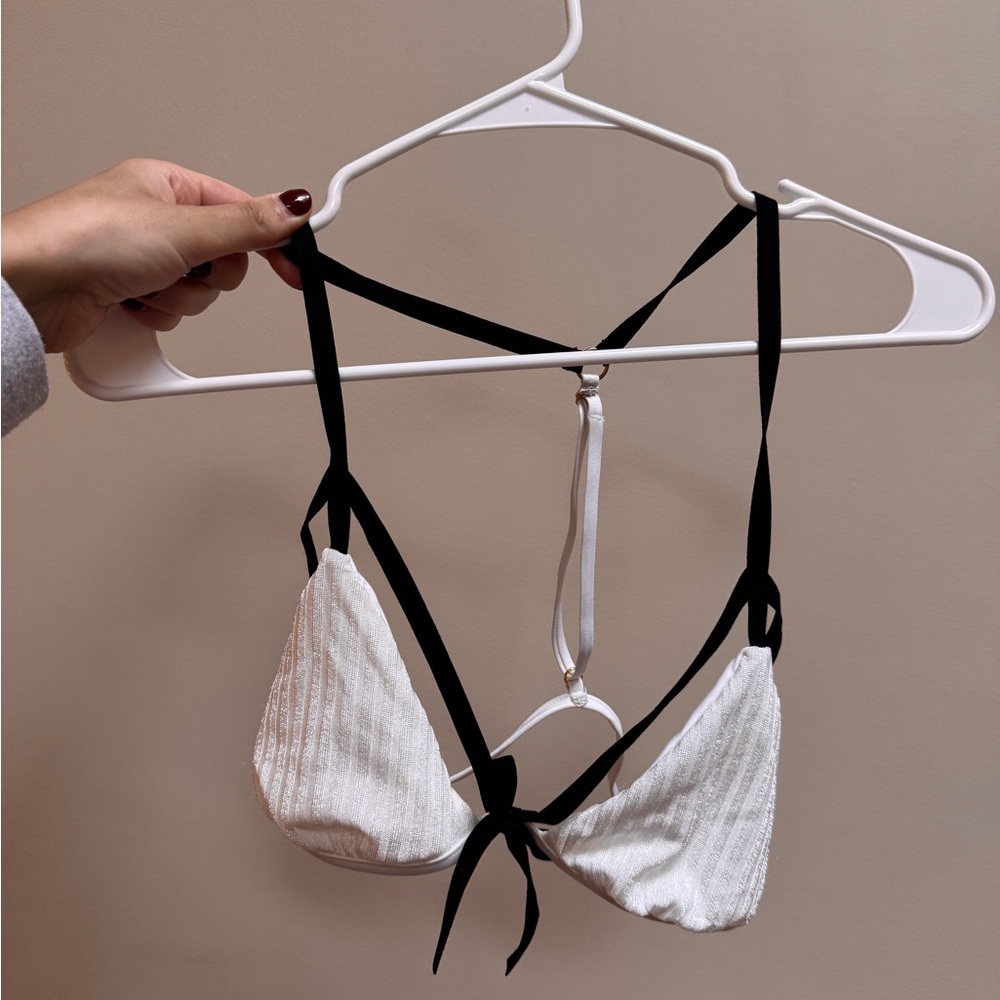 Planet Blue White and Black Bikini Top